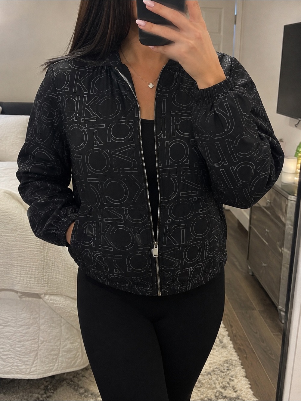 Calvin Klein Black Logo-Print Bomber Jacket